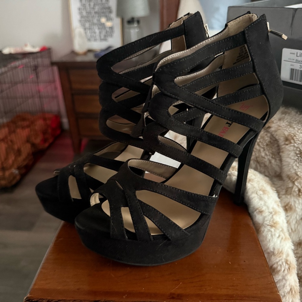 JustFab Black Strappy Heels